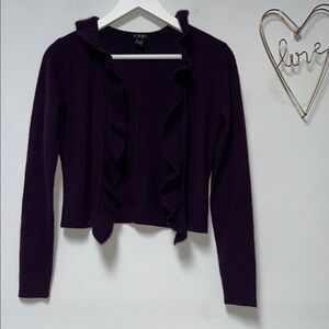 LXRI Purple Ruffled cashmere Cardigan size small